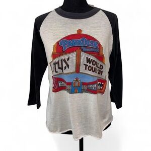 Vintage black and white raglan Styx band tee 1981 tour
